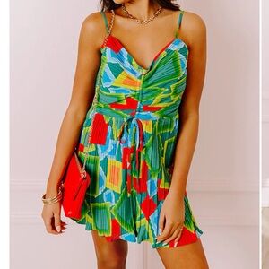 Colorful Geometric Print Romper